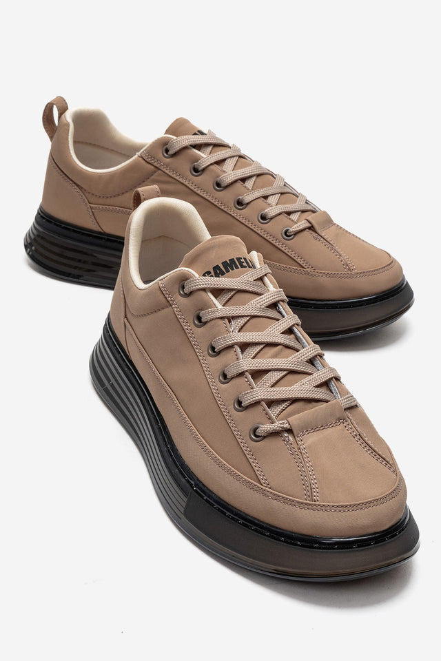 Erkek Bej Bağcıklı Hava Tabanlı Günlük Sneaker Delio