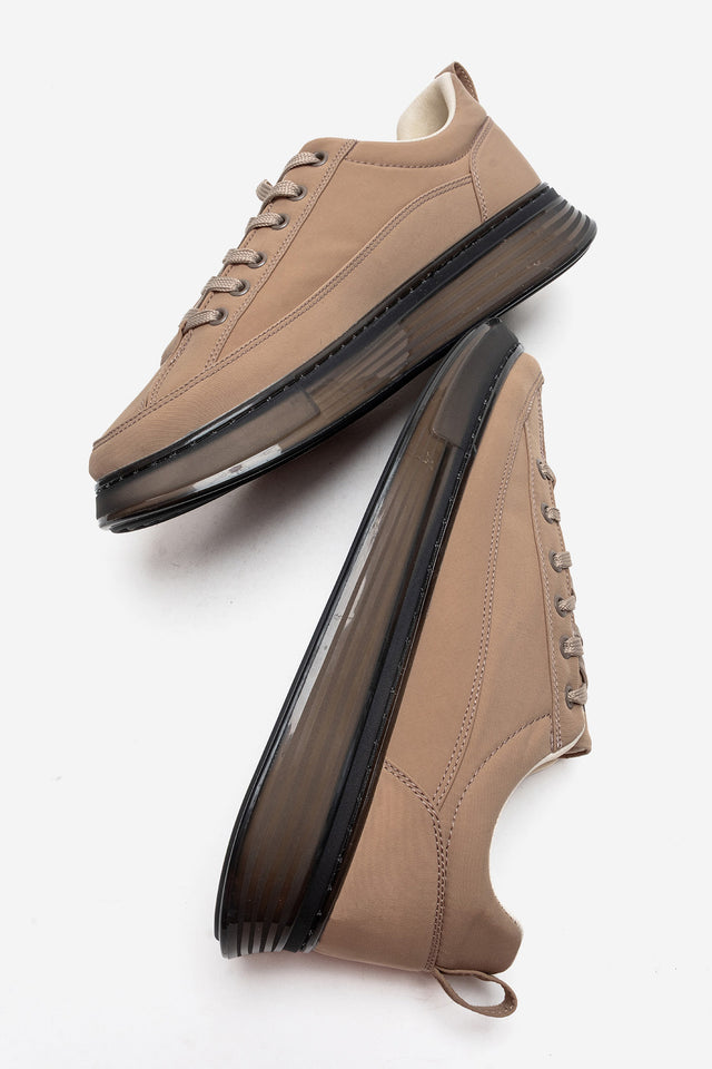 Erkek Bej Bağcıklı Hava Tabanlı Günlük Sneaker Delio