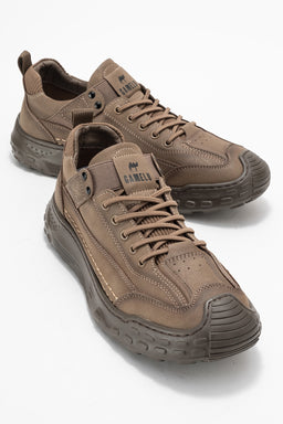 Erkek Vizon Bağcıklı Tırtıklı Kauçuk Tabanlı Sneaker Eliseo