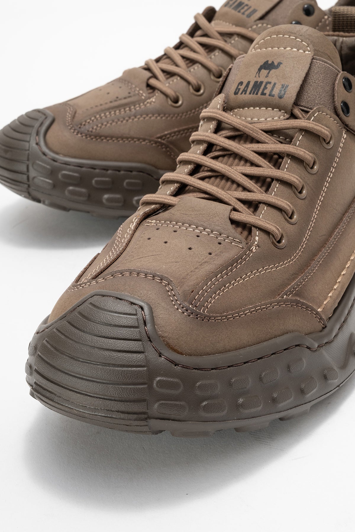 Erkek Vizon Bağcıklı Tırtıklı Kauçuk Tabanlı Sneaker Eliseo