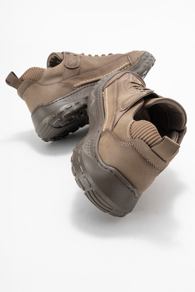 Erkek Vizon Bağcıklı Tırtıklı Kauçuk Tabanlı Sneaker Eliseo