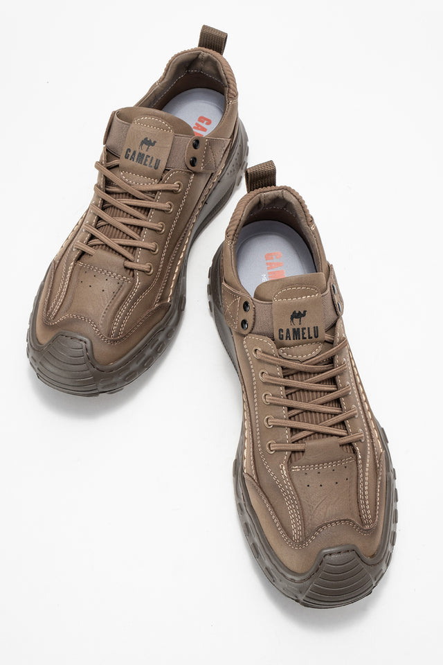 Erkek Vizon Bağcıklı Tırtıklı Kauçuk Tabanlı Sneaker Eliseo