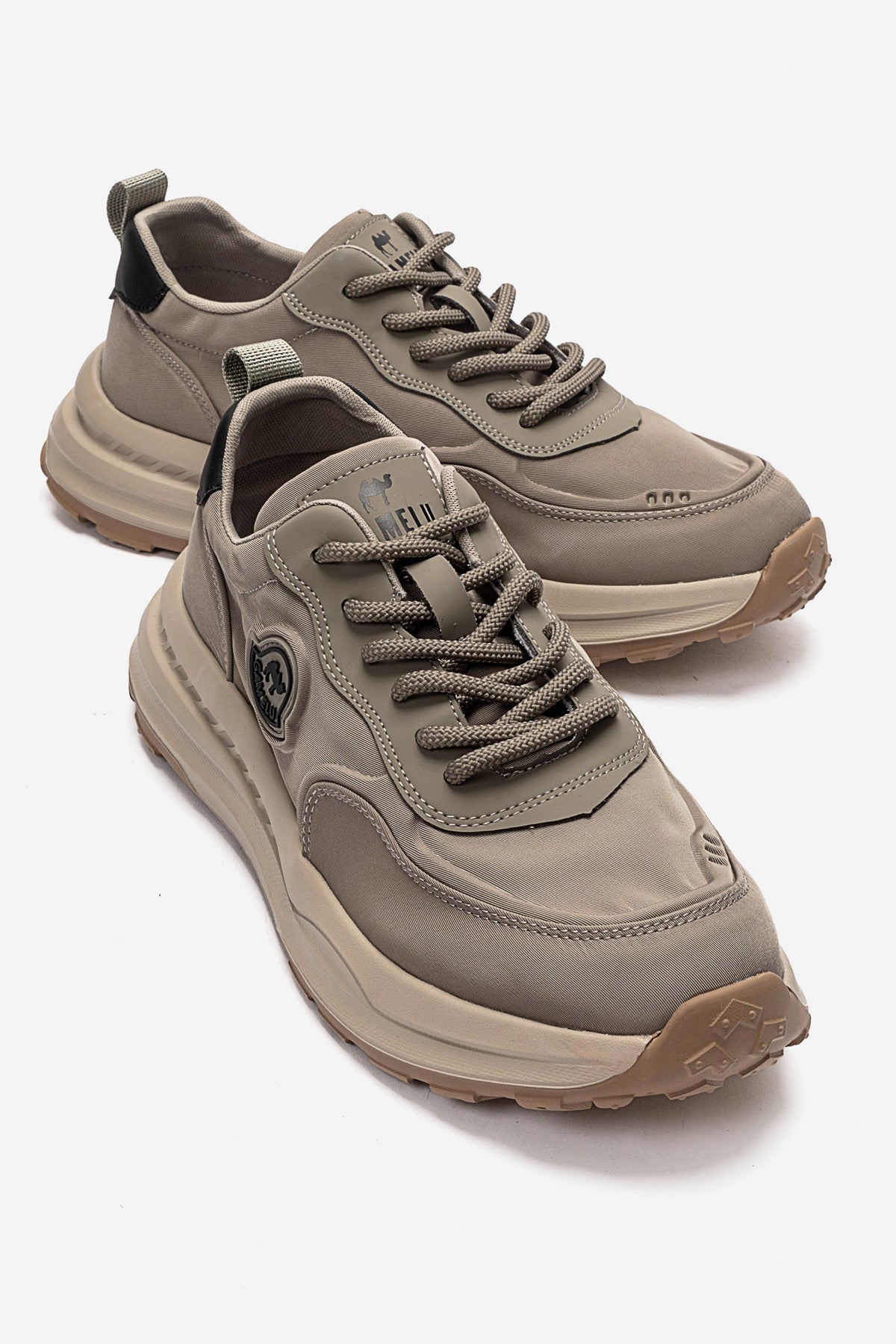 Erkek Haki Nubuk Bağcıklı Kalın Tabanlı Sneaker Günlük Ayakkabı Edgar