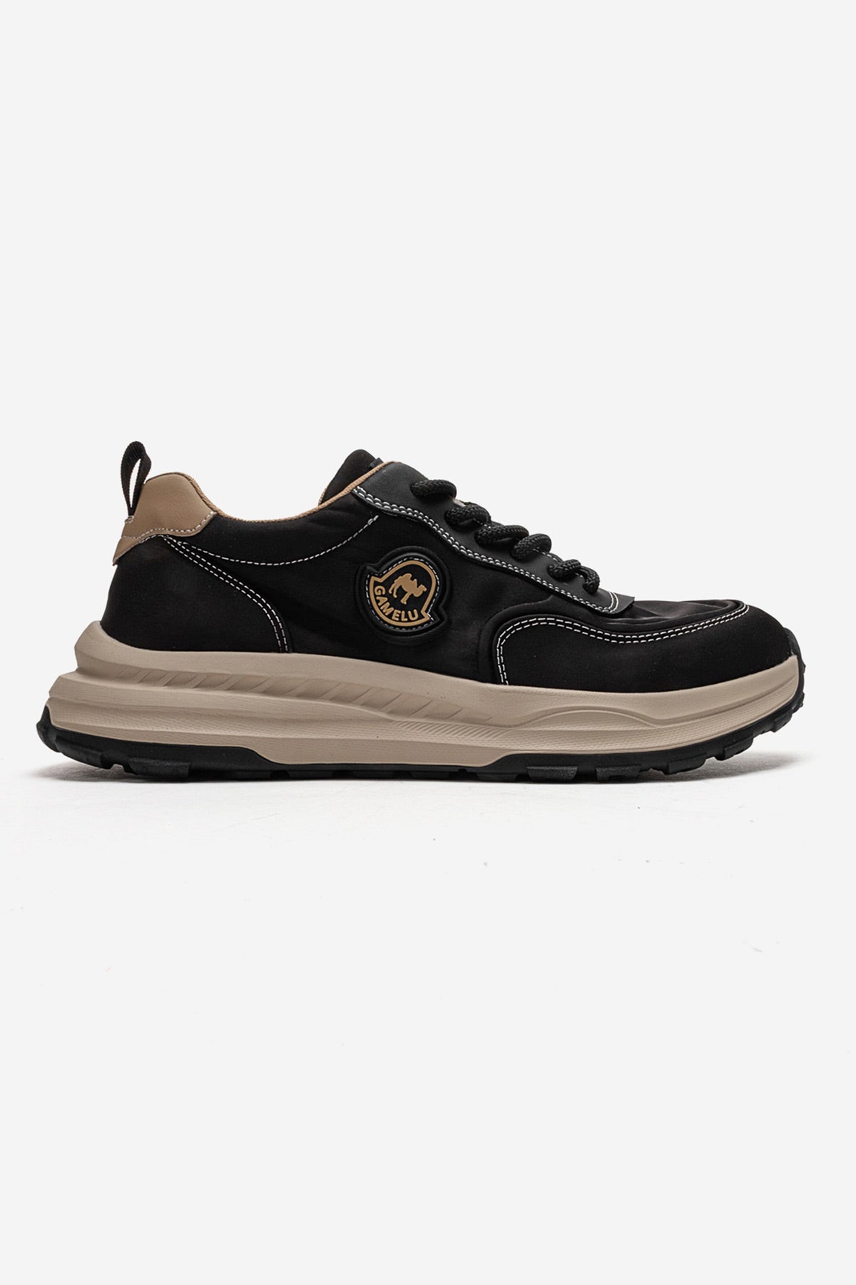 Erkek Siyah Nubuk Bağcıklı Kalın Tabanlı Sneaker Günlük Ayakkabı Edgar