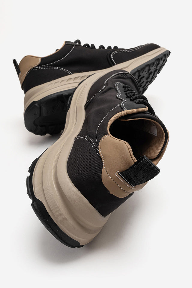 Erkek Siyah Nubuk Bağcıklı Kalın Tabanlı Sneaker Günlük Ayakkabı Edgar