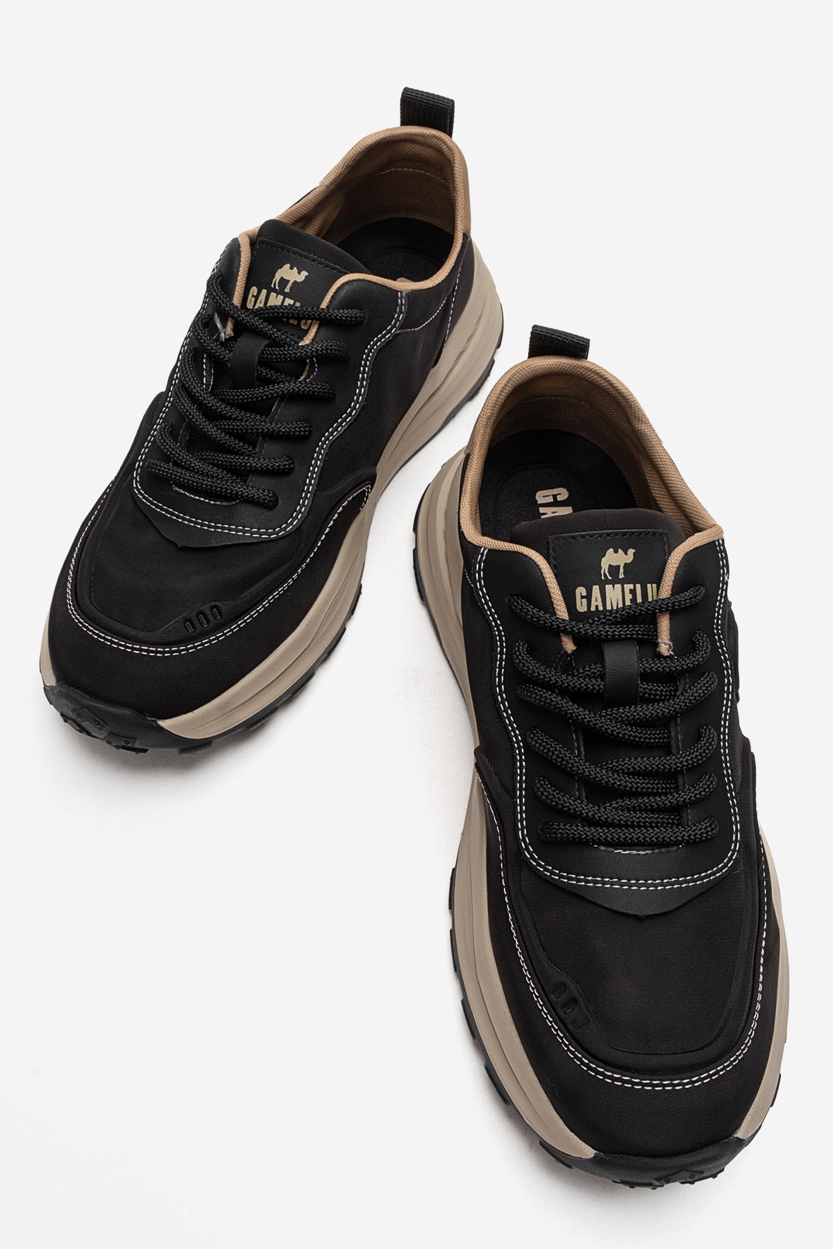 Erkek Siyah Nubuk Bağcıklı Kalın Tabanlı Sneaker Günlük Ayakkabı Edgar