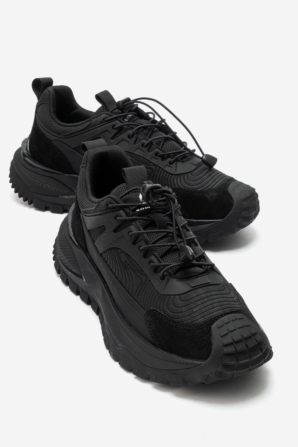 Erkek Siyah Lastik Bağcıklı Tırtıklı Taban Outdoor Sneaker Ezio
