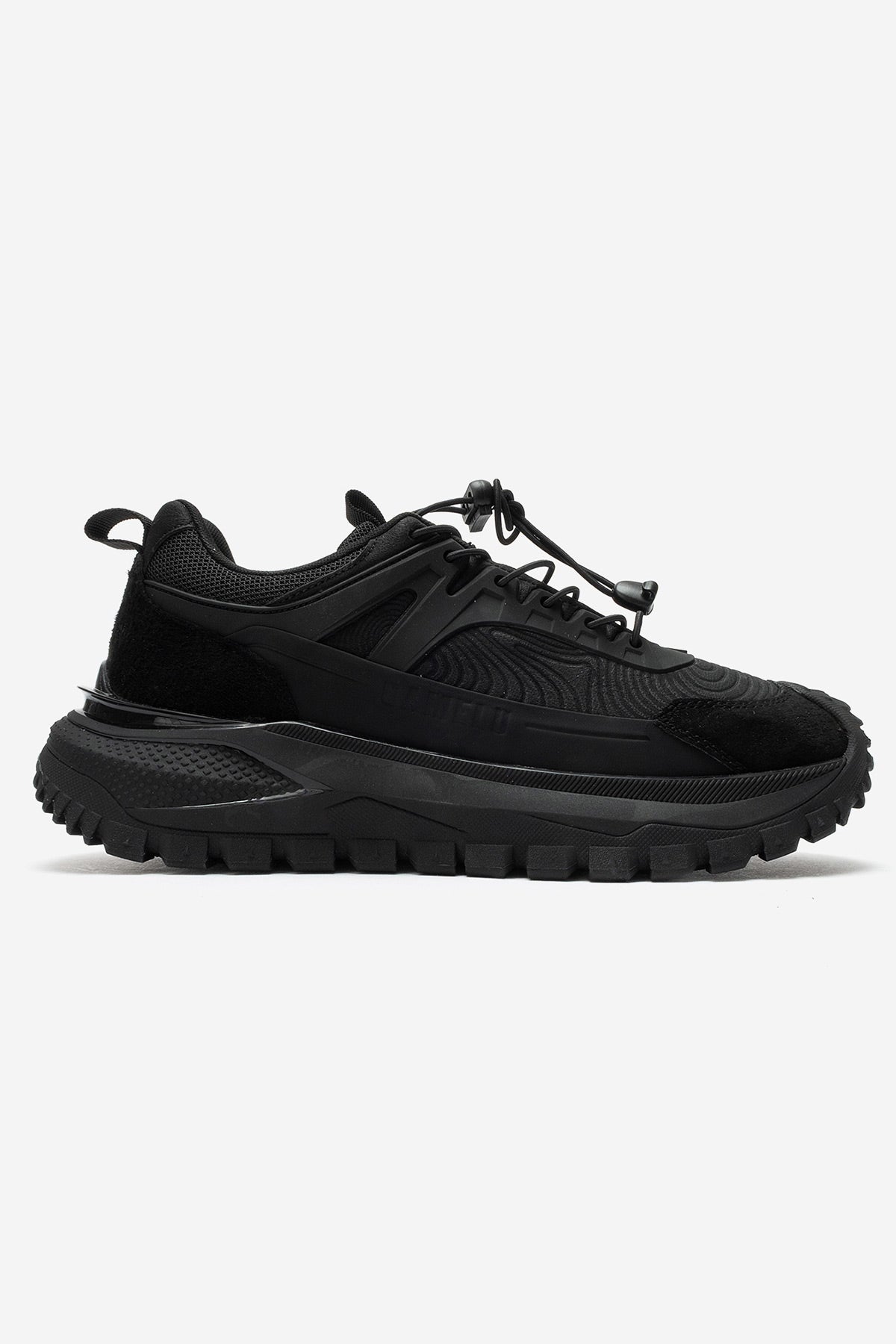 Erkek Siyah Lastik Bağcıklı Tırtıklı Taban Outdoor Sneaker Ezio