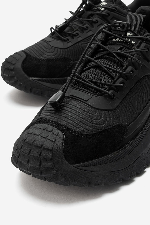 Erkek Siyah Lastik Bağcıklı Tırtıklı Taban Outdoor Sneaker Ezio