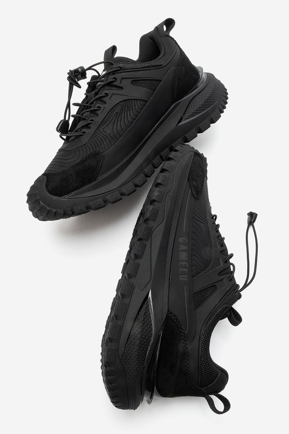 Erkek Siyah Lastik Bağcıklı Tırtıklı Taban Outdoor Sneaker Ezio