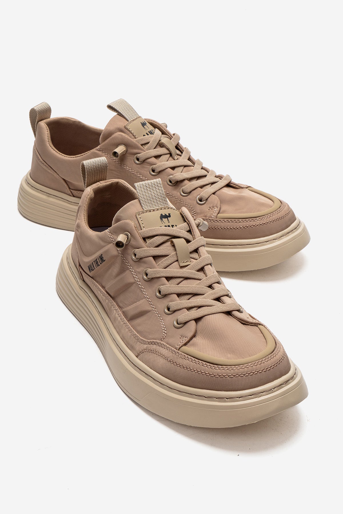 Erkek Bej Bağcıklı Kalın Kauçuk Tabanlı Sneaker Donato