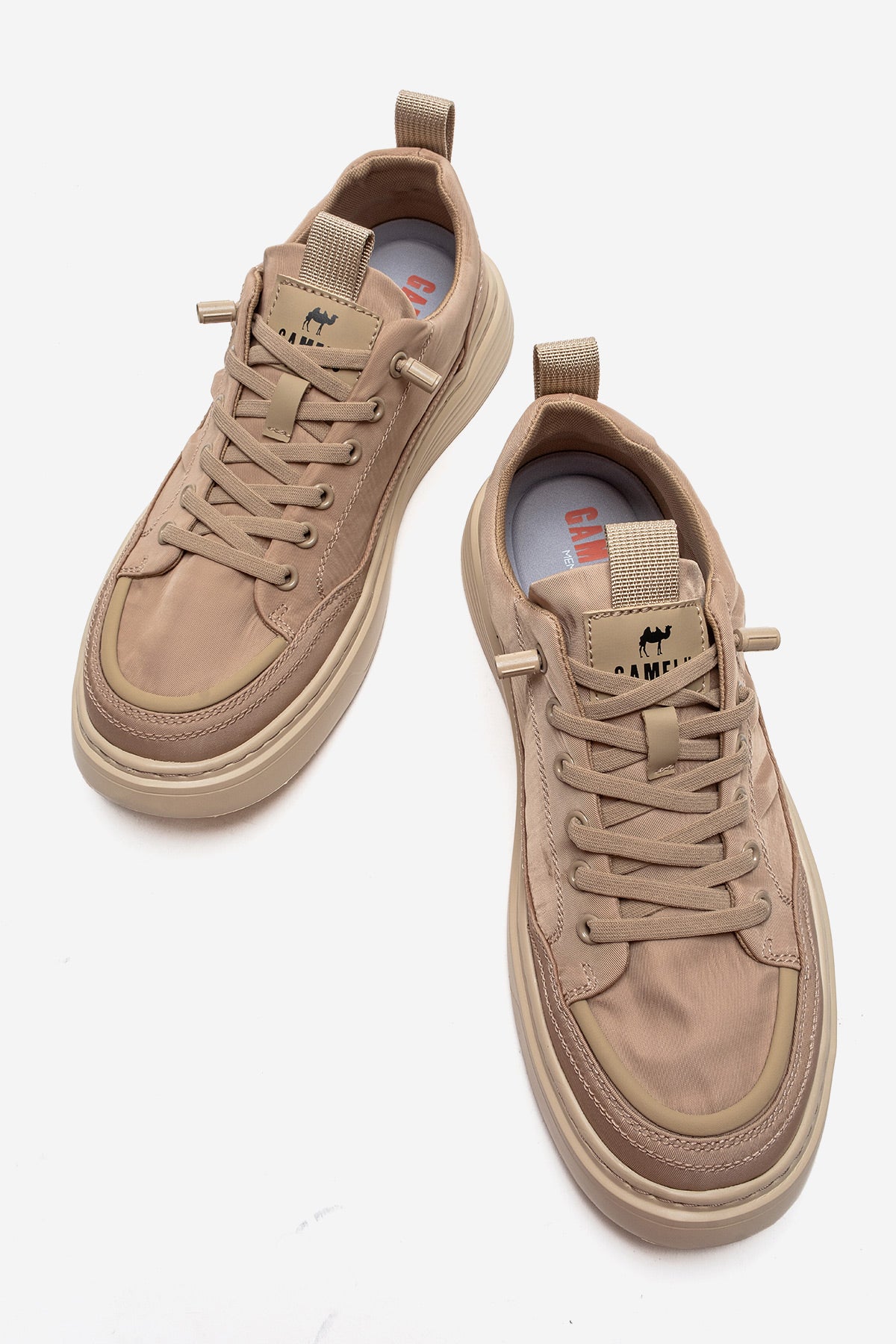 Erkek Bej Bağcıklı Kalın Kauçuk Tabanlı Sneaker Donato