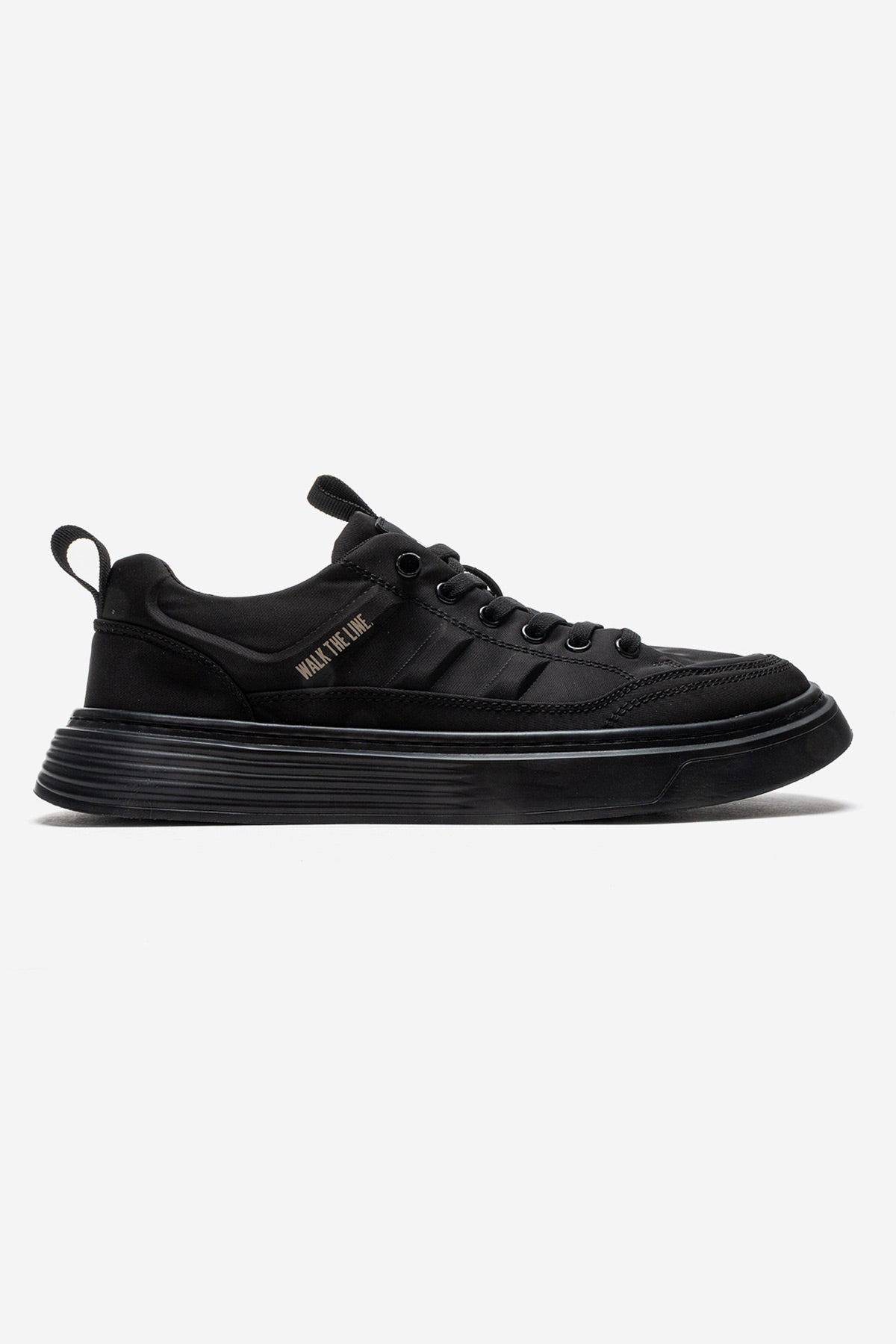 Erkek Siyah Bağcıklı Kalın Kauçuk Tabanlı Sneaker Donato