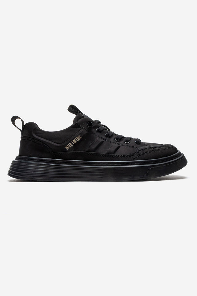 Erkek Siyah Bağcıklı Kalın Kauçuk Tabanlı Sneaker Donato