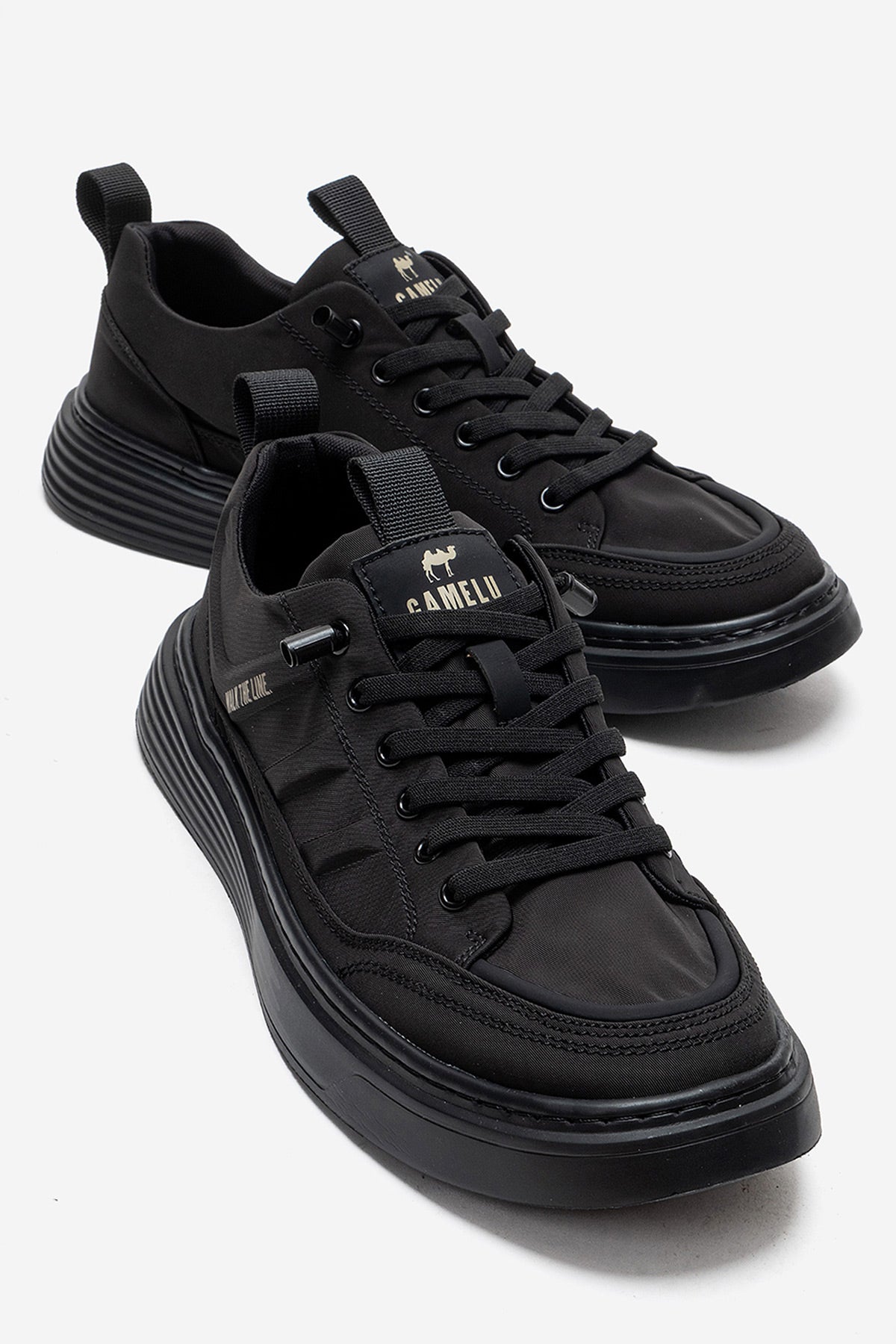 Erkek Siyah Bağcıklı Kalın Kauçuk Tabanlı Sneaker Donato