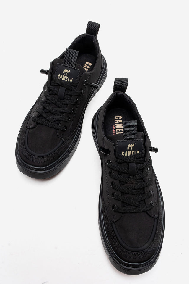 Erkek Siyah Bağcıklı Kalın Kauçuk Tabanlı Sneaker Donato