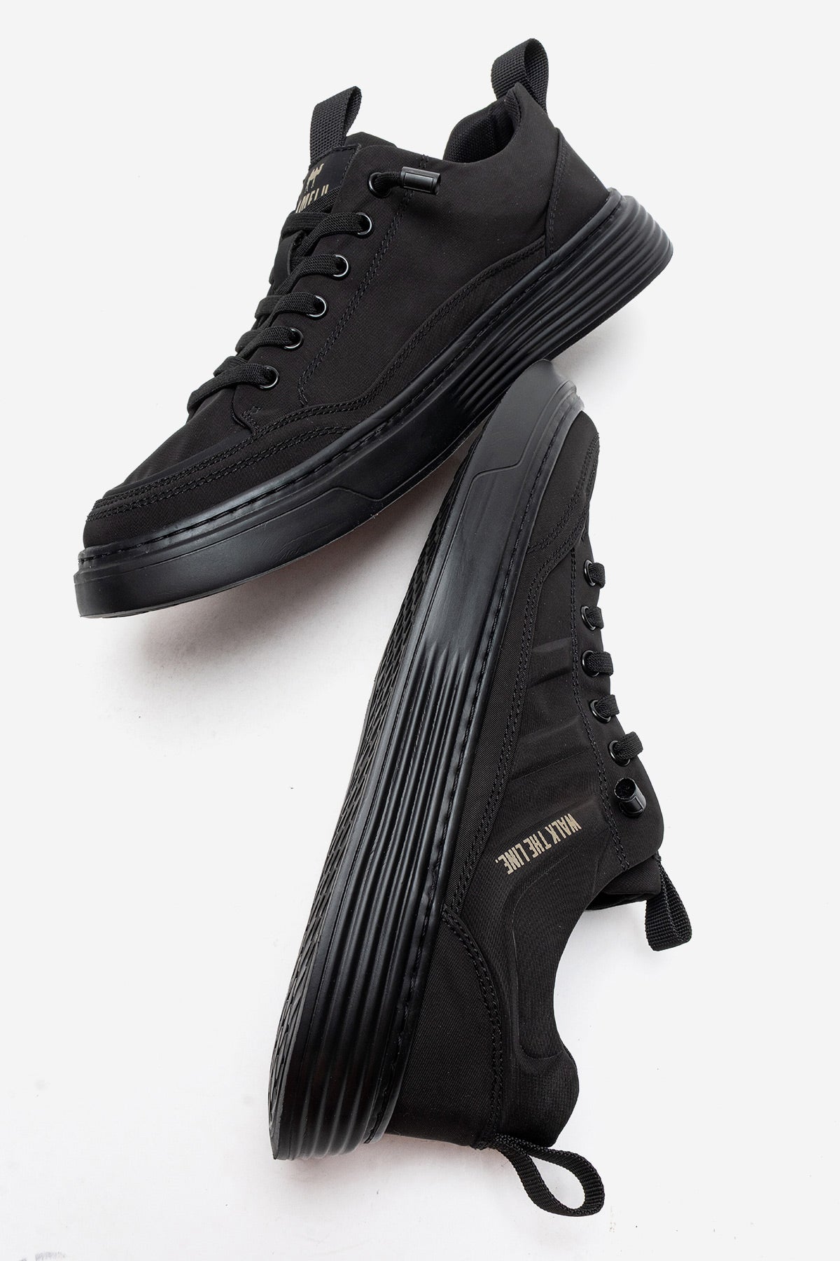 Erkek Siyah Bağcıklı Kalın Kauçuk Tabanlı Sneaker Donato