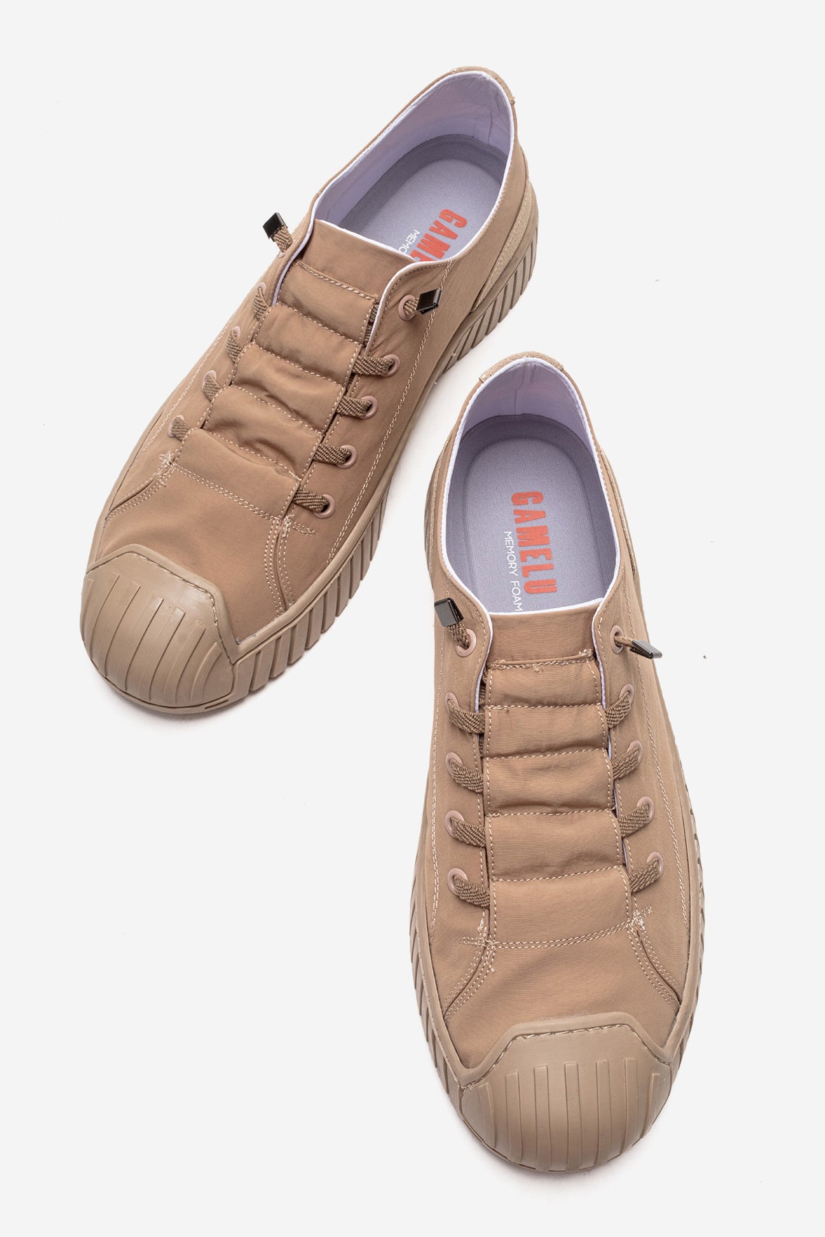 Erkek Bej Bağcıklı Kauçuk Burun Detaylı Kalın Tabanlı Sneaker Günlük Ayakkabı Cristiano