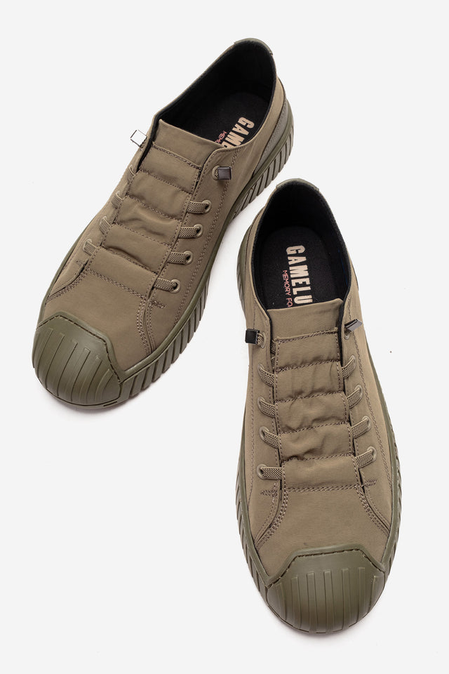 Erkek Haki Bağcıklı Kauçuk Burun Detaylı Kalın Tabanlı Sneaker Günlük Ayakkabı Cristiano