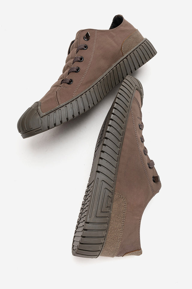 Erkek Kahve Bağcıklı Kauçuk Burun Detaylı Kalın Tabanlı Sneaker Günlük Ayakkabı Cristiano