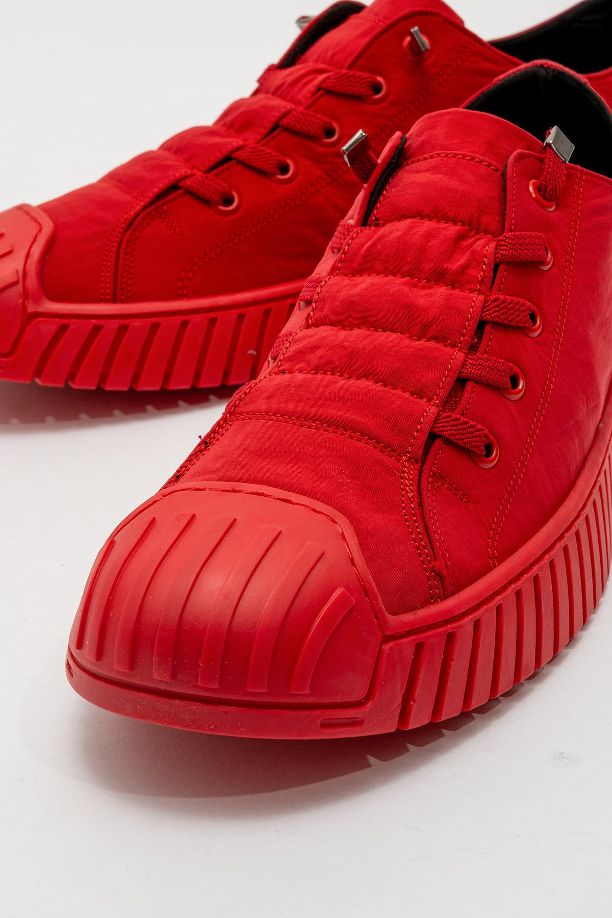 Erkek Kırmızı Bağcıklı Kauçuk Burun Detaylı Kalın Tabanlı Sneaker Günlük Ayakkabı Cristiano