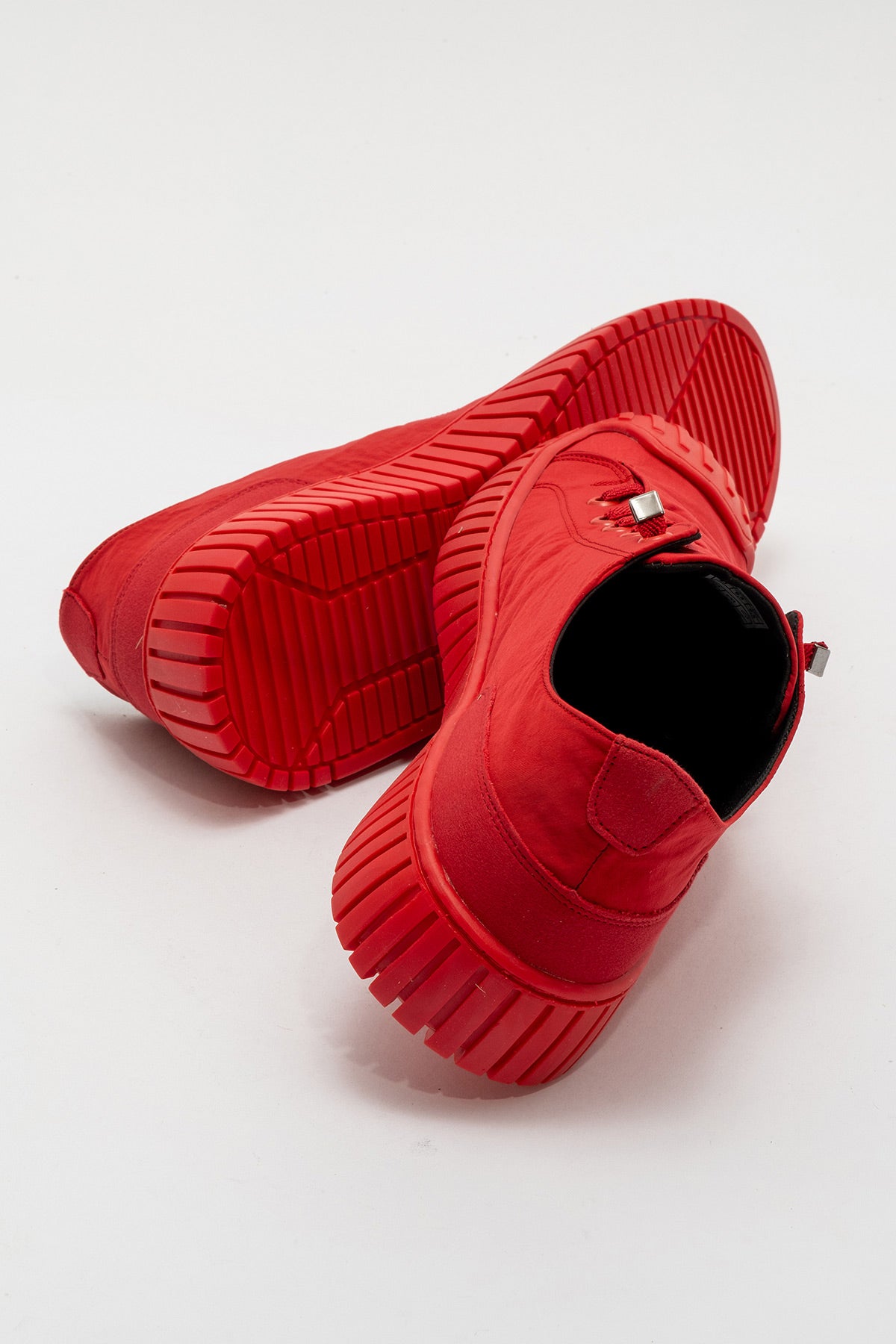 Erkek Kırmızı Bağcıklı Kauçuk Burun Detaylı Kalın Tabanlı Sneaker Günlük Ayakkabı Cristiano