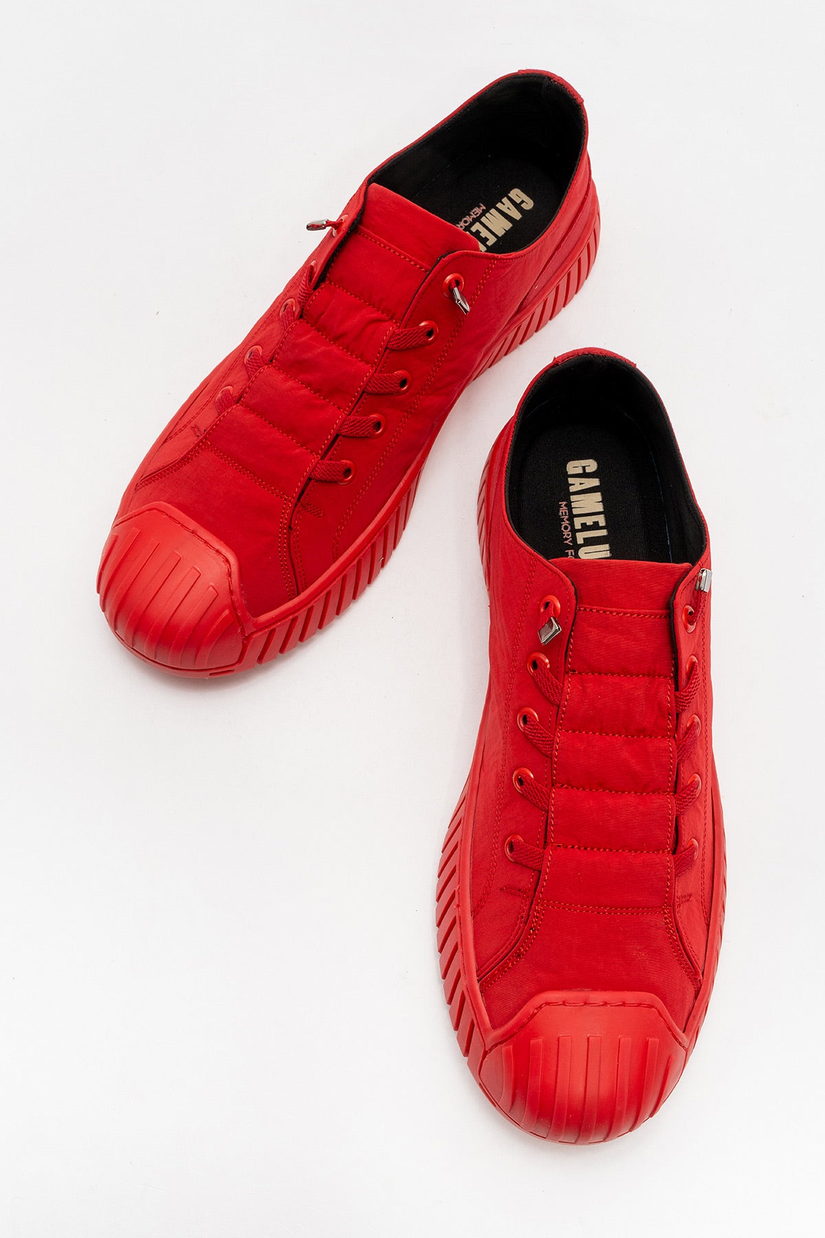 Erkek Kırmızı Bağcıklı Kauçuk Burun Detaylı Kalın Tabanlı Sneaker Günlük Ayakkabı Cristiano