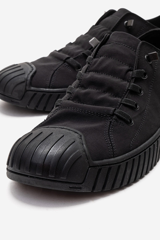 Erkek Siyah Bağcıklı Kauçuk Burun Detaylı Kalın Tabanlı Sneaker Günlük Ayakkabı Cristiano