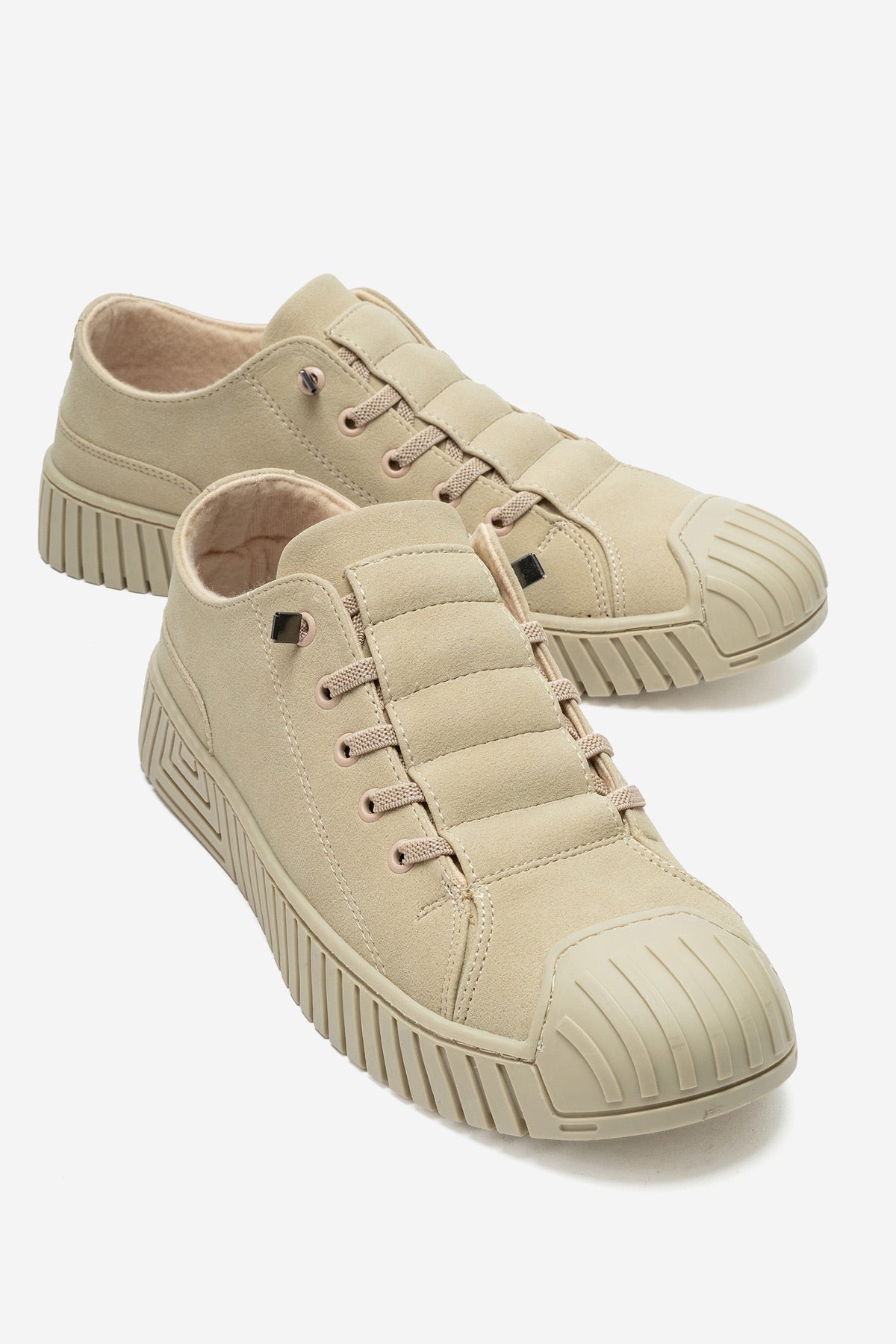 Erkek Bej Nubuk Bağcıklı Kauçuk Burunlu Günlük Sneaker Vigor