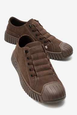 Erkek Kahve Nubuk Bağcıklı Kauçuk Burunlu Günlük Sneaker Vigor