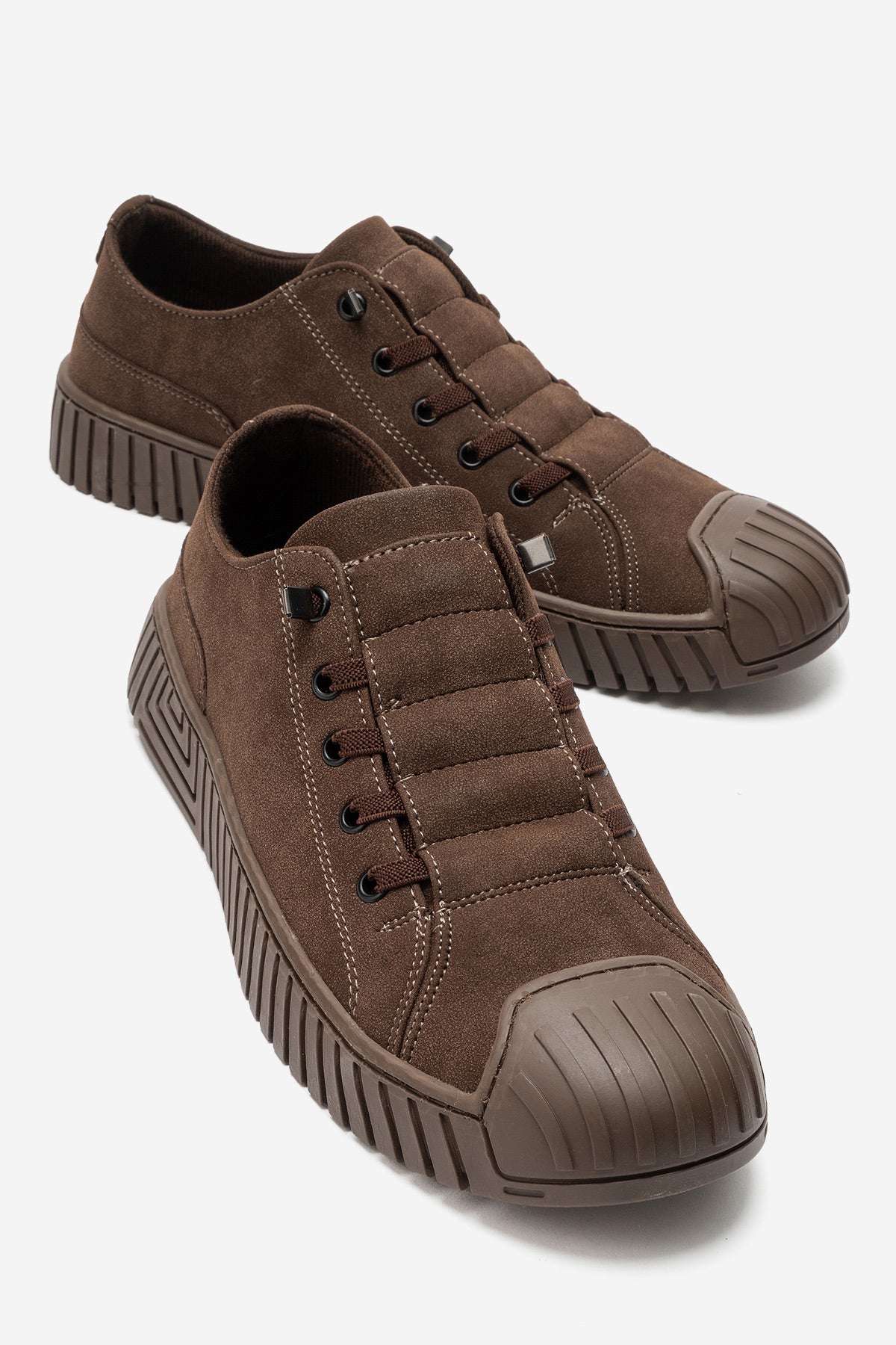 Erkek Kahve Nubuk Bağcıklı Kauçuk Burunlu Günlük Sneaker Vigor