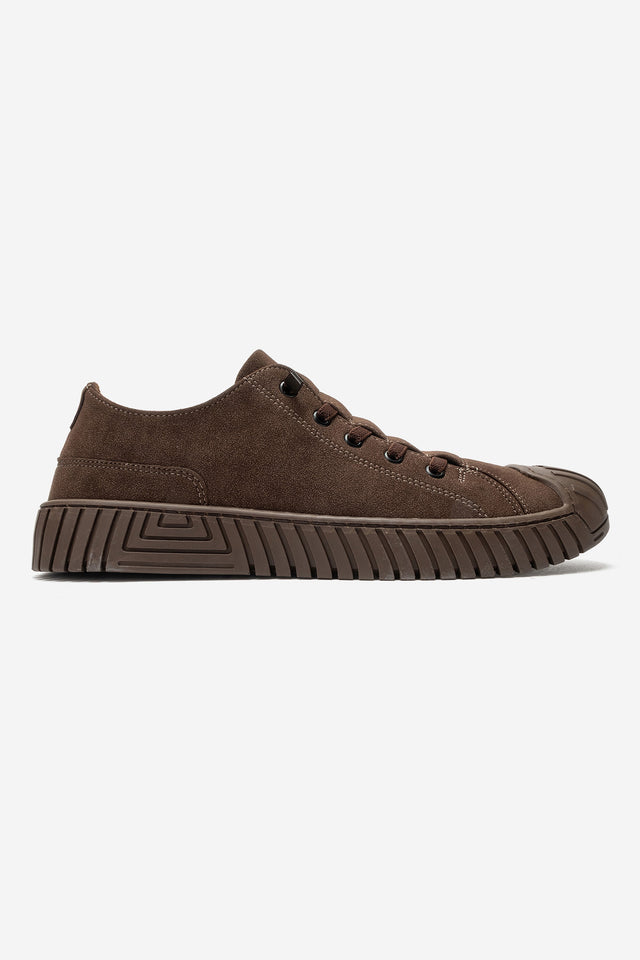 Erkek Kahve Nubuk Bağcıklı Kauçuk Burunlu Günlük Sneaker Vigor