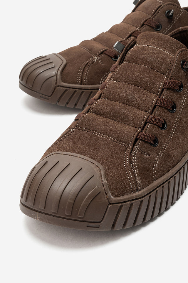 Erkek Kahve Nubuk Bağcıklı Kauçuk Burunlu Günlük Sneaker Vigor