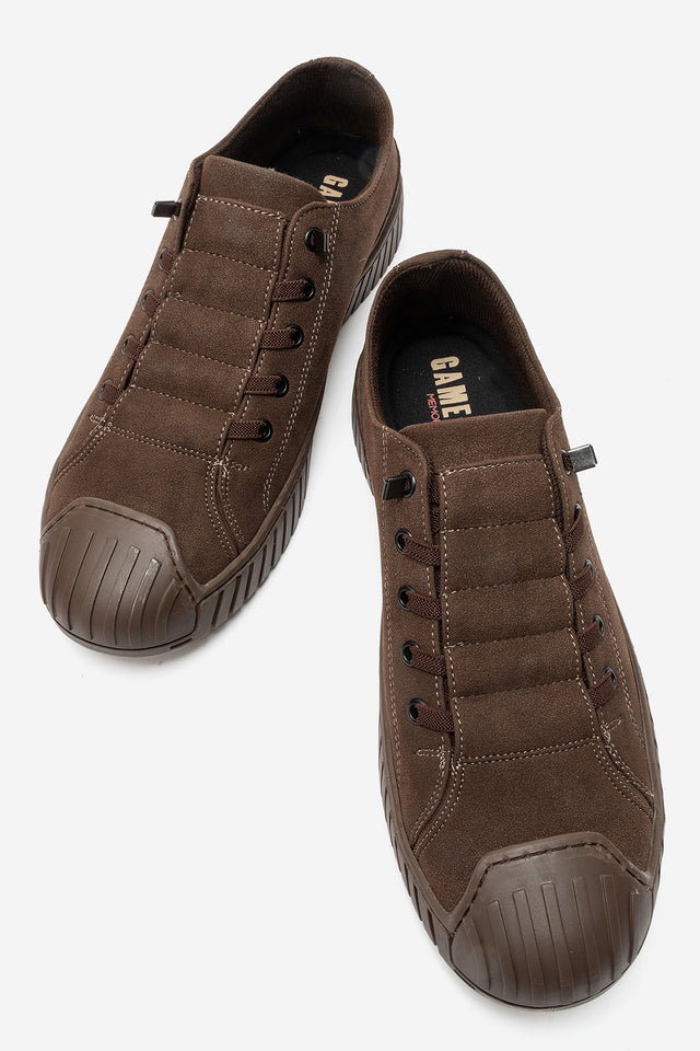 Erkek Kahve Nubuk Bağcıklı Kauçuk Burunlu Günlük Sneaker Vigor