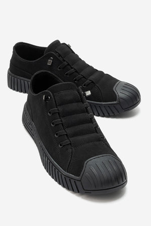 Erkek Siyah Nubuk Bağcıklı Kauçuk Burunlu Günlük Sneaker Vigor