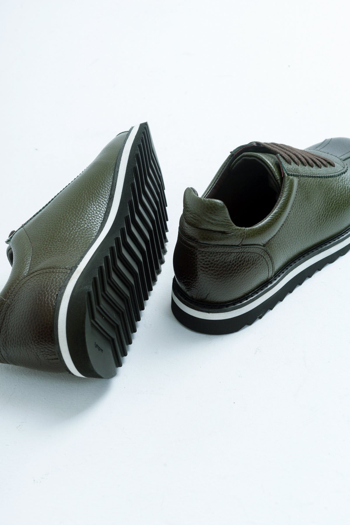 Erkek Hakiki Deri Hakiki Deri Haki Floter Bağcıklı Kauçuk Tabanlı Sneaker Günlük Ayakkabı Gilberto