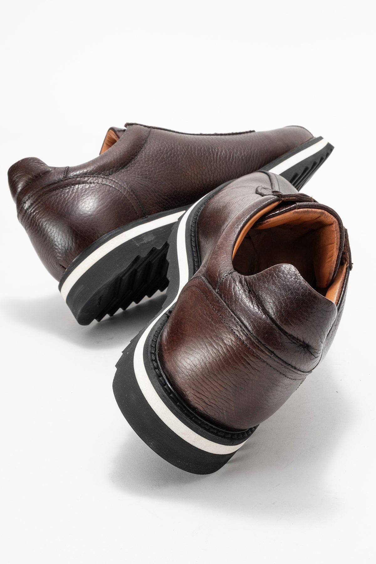 Erkek Hakiki Deri Kahveki Deri Haki Floter Bağcıklı Kauçuk Tabanlı Sneaker Günlük Ayakkabı Gilberto