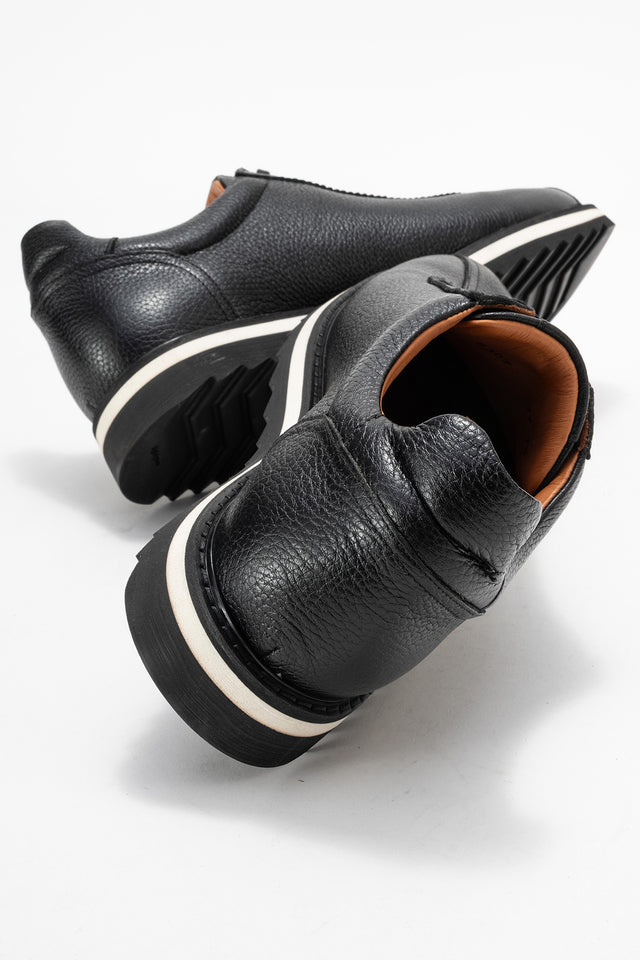 Erkek Hakiki Deri Siyahki Deri Haki Floter Bağcıklı Kauçuk Tabanlı Sneaker Günlük Ayakkabı Gilberto