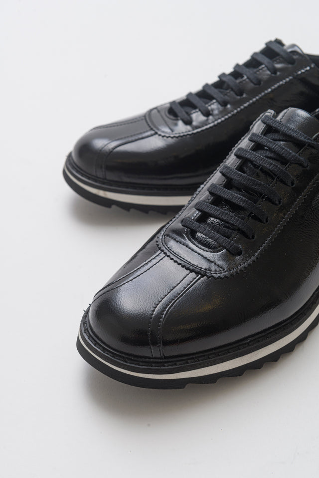 Erkek Hakiki Deri Siyahki Deri Haki Floter Bağcıklı Kauçuk Tabanlı Sneaker Günlük Ayakkabı Gilberto