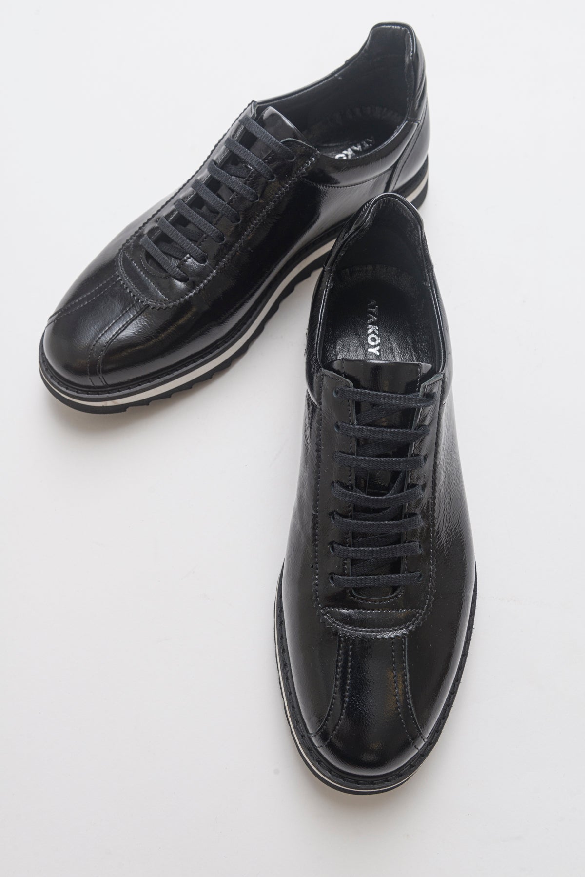 Erkek Hakiki Deri Siyahki Deri Haki Floter Bağcıklı Kauçuk Tabanlı Sneaker Günlük Ayakkabı Gilberto