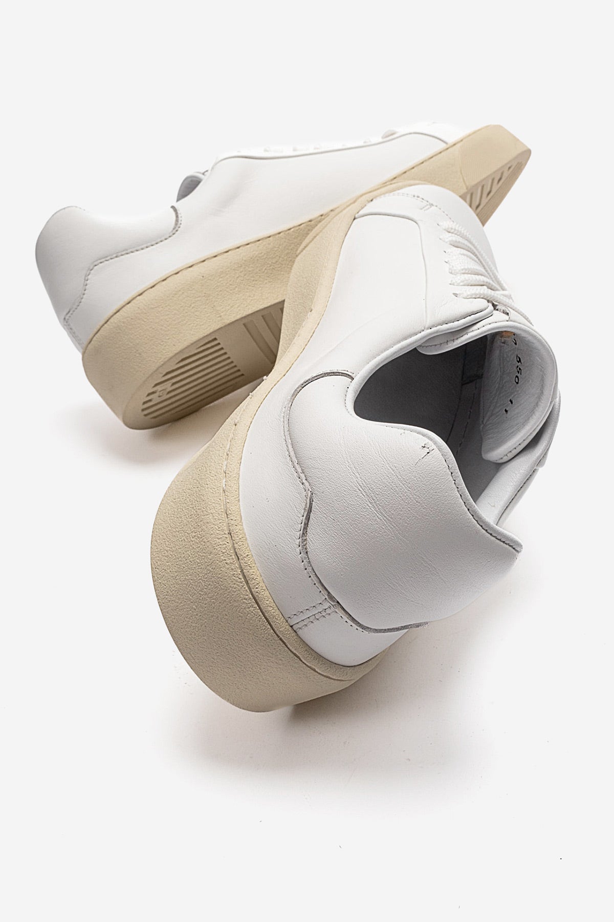 Erkek Hakiki Deri Beyaz Bağcıklı Kauçuk Tabanlı Sneaker Ayakkabı Luciano