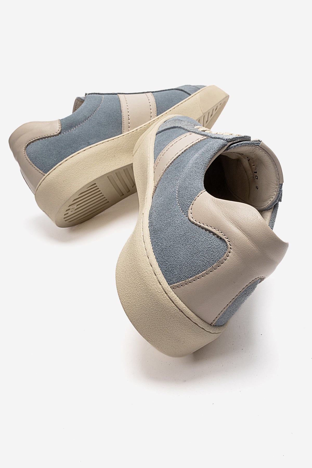 Erkek Hakiki Deri Mavi Süet Bağcıklı Kauçuk Tabanlı Sneaker Ayakkabı Martino