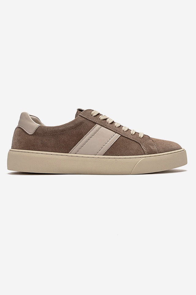 Erkek Hakiki Deri Vizon Süet Bağcıklı Kauçuk Tabanlı Sneaker Ayakkabı Martino