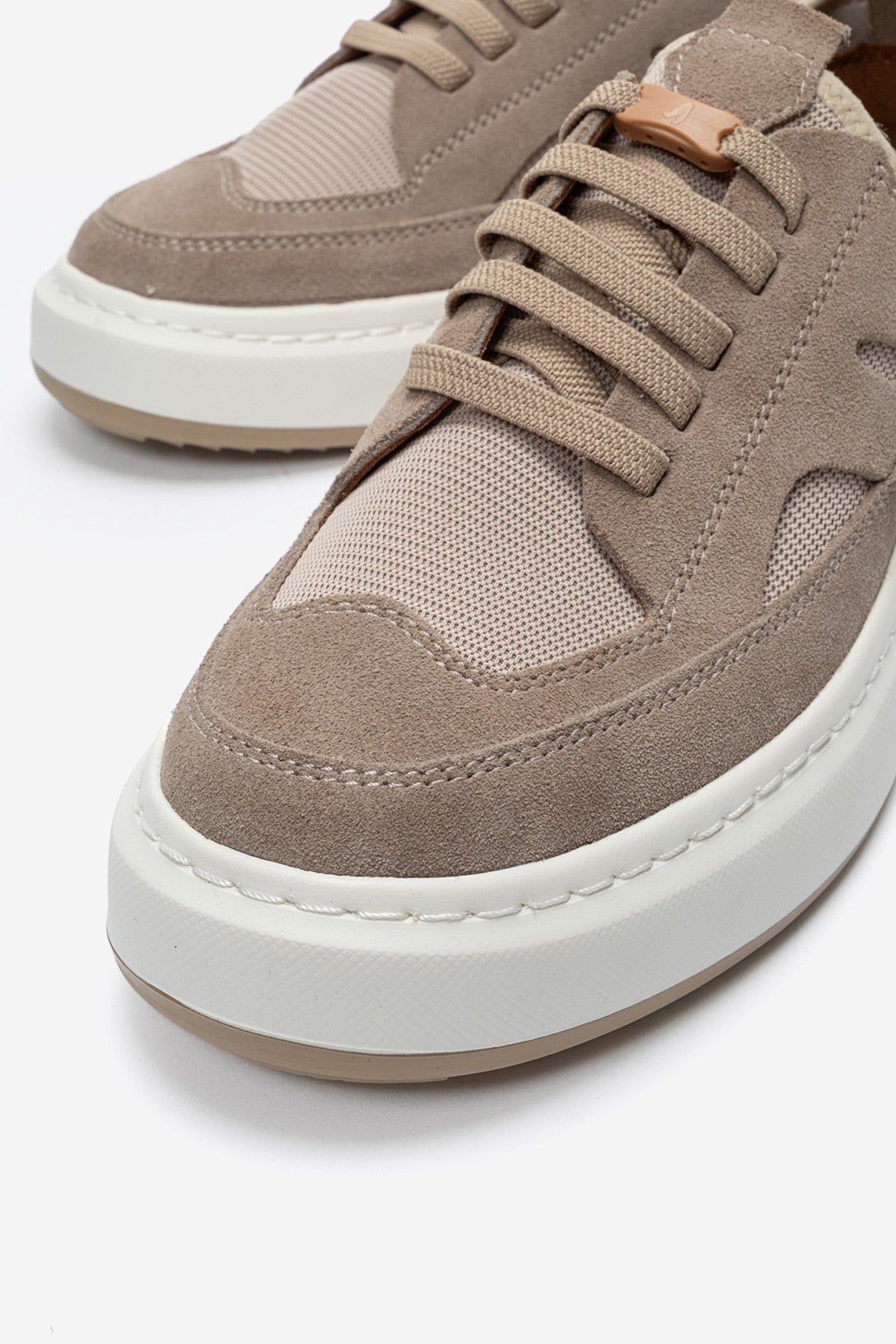 Erkek Hakiki Deri Kum Süet File Detaylı Kalın Tabanlı Sneaker Nicola