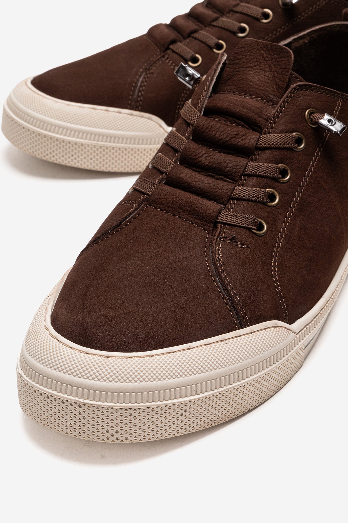 Erkek Hakiki Deri Kahve Nubuk Bağcıklı Kauçuk Tabanlı Sneaker Octavio