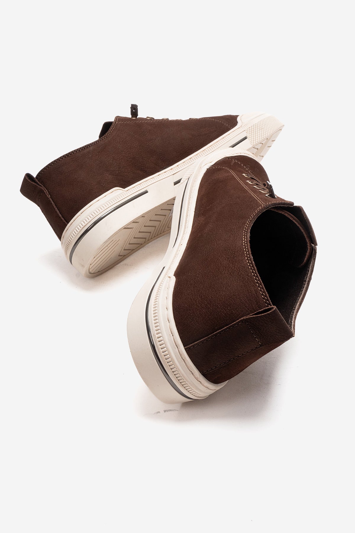 Erkek Hakiki Deri Kahve Nubuk Bağcıklı Kauçuk Tabanlı Sneaker Octavio