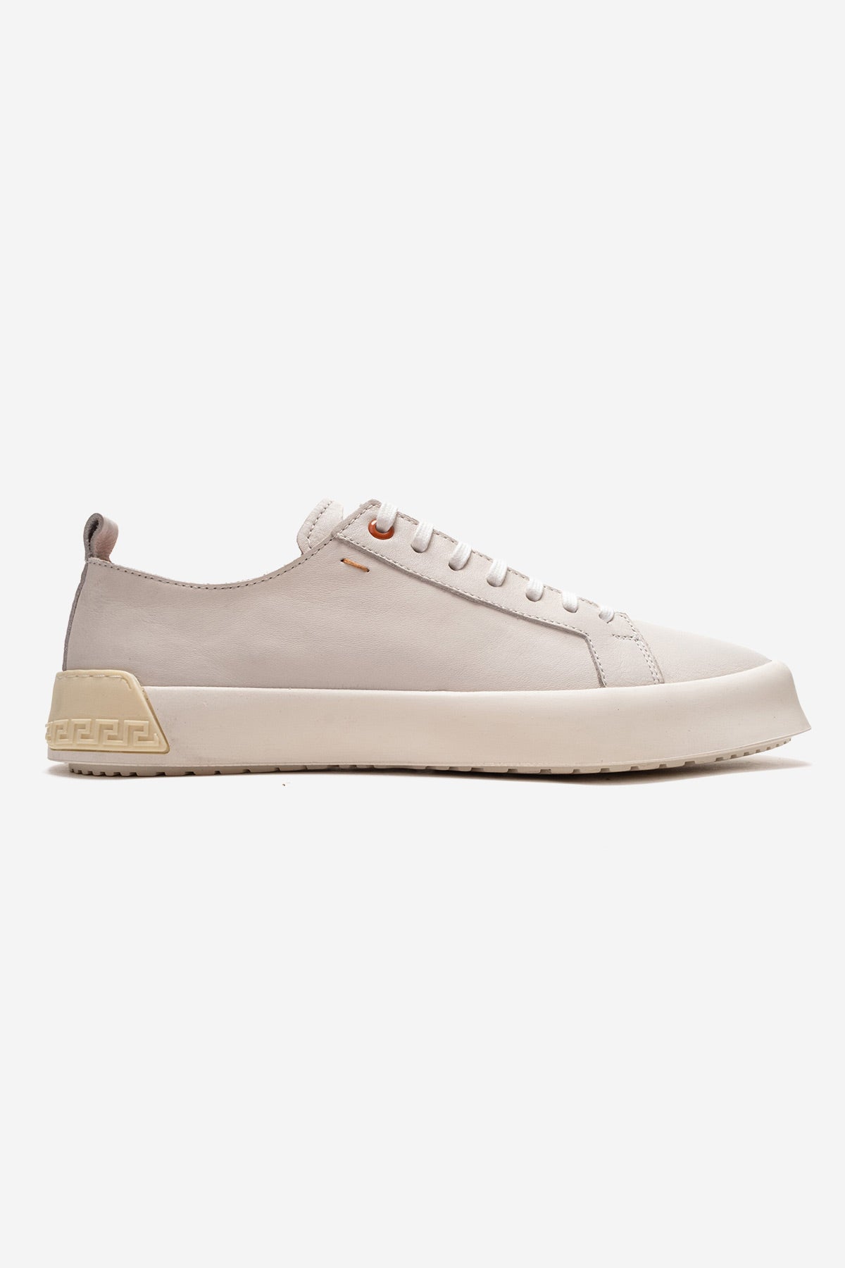 Erkek Hakiki Deri Krem Bağcıklı Kalın Tabanlı Sneaker Pancho