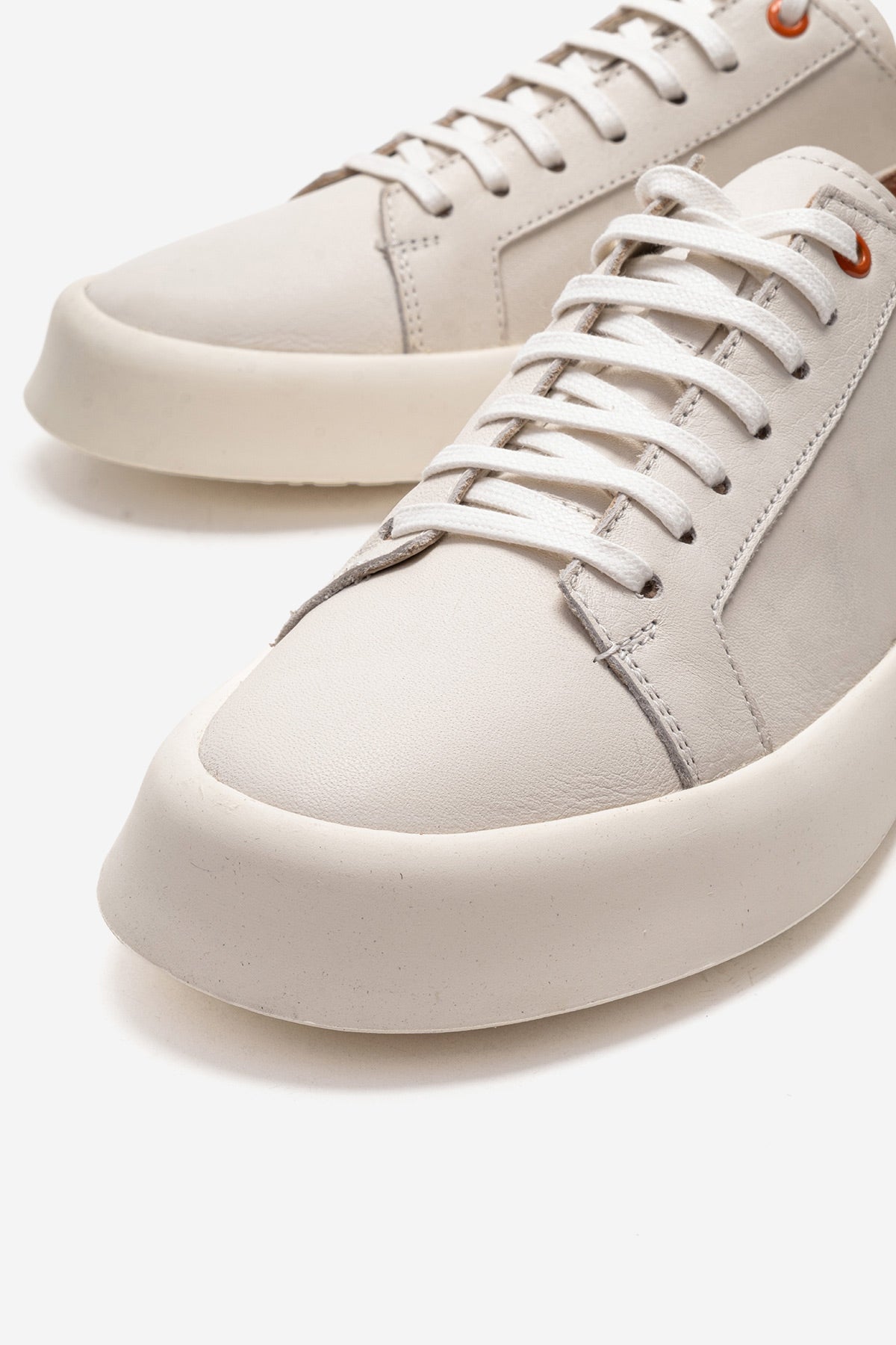 Erkek Hakiki Deri Krem Bağcıklı Kalın Tabanlı Sneaker Pancho