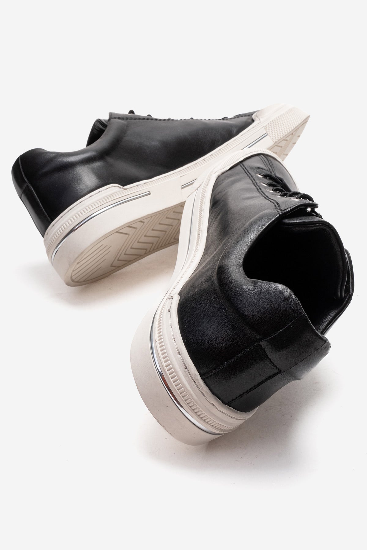 Erkek Hakiki Deri Siyah Bağcıklı Kauçuk Tabanlı Sneaker Rafael