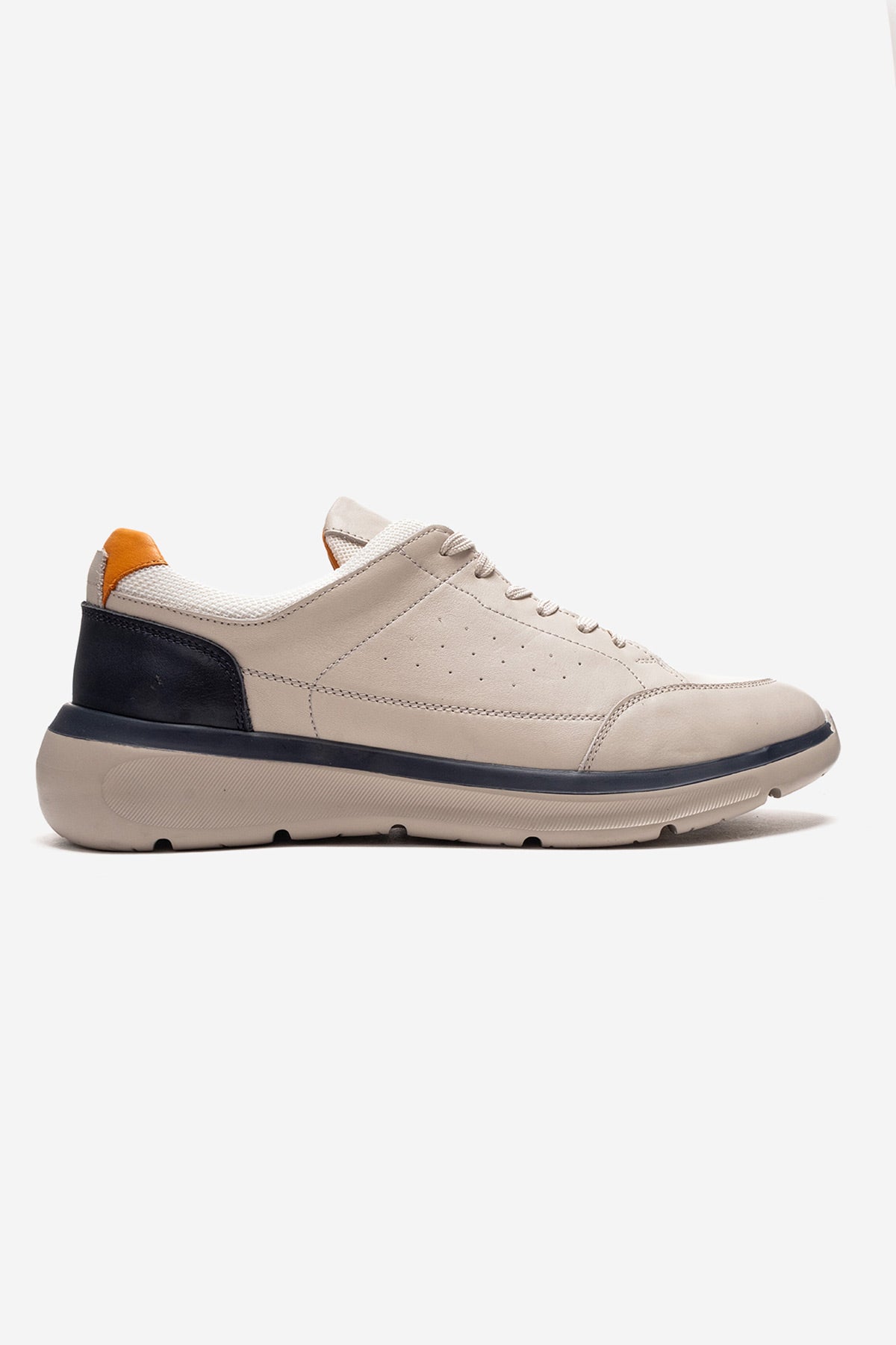 Erkek Hakiki Deri Bej Lazer Kesim Hafif Tabanlı Sneaker Rodrigo